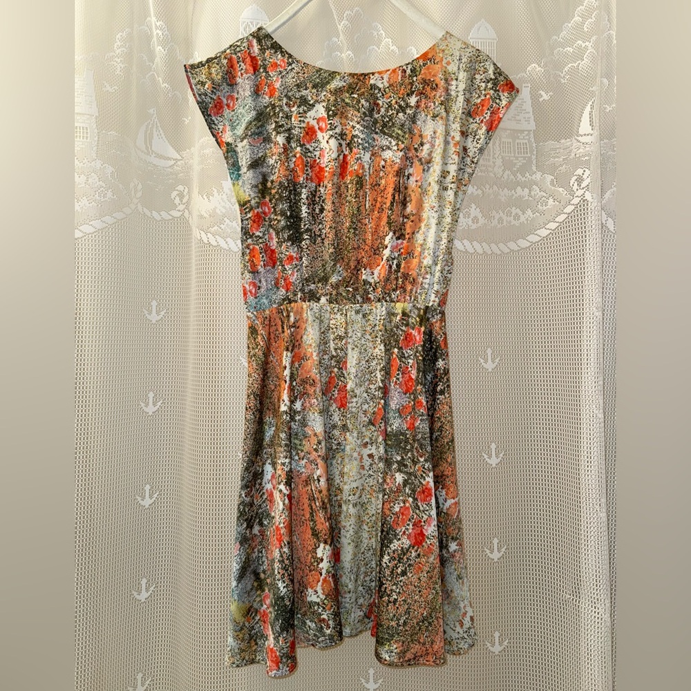 Alice + Olivia Floral Printed Watercolor Silk Dress XS
